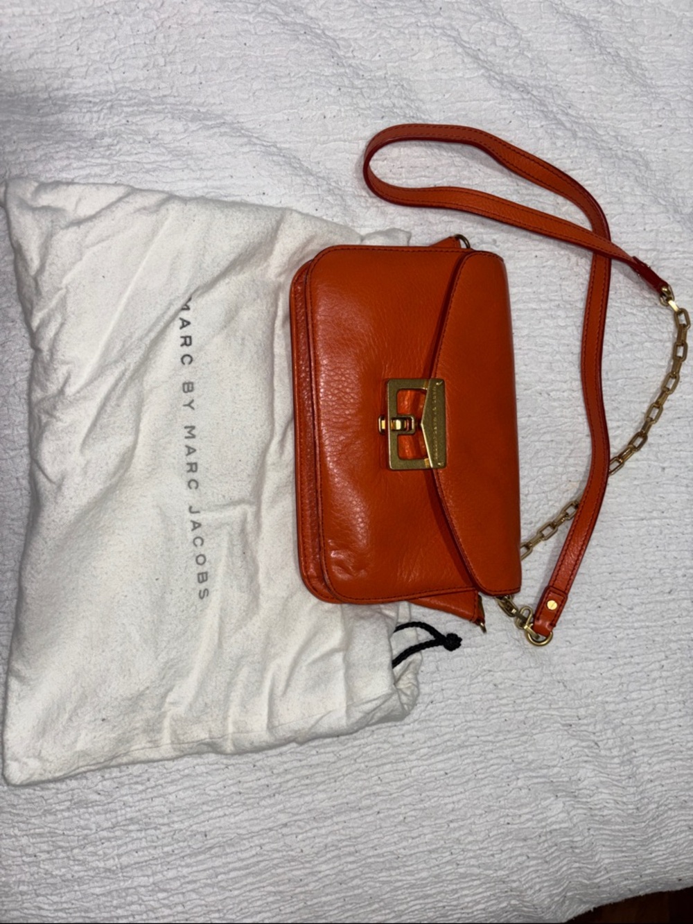 💯 Marc by Marc Jacobs Orange Leather Chain-Strap Crossbody